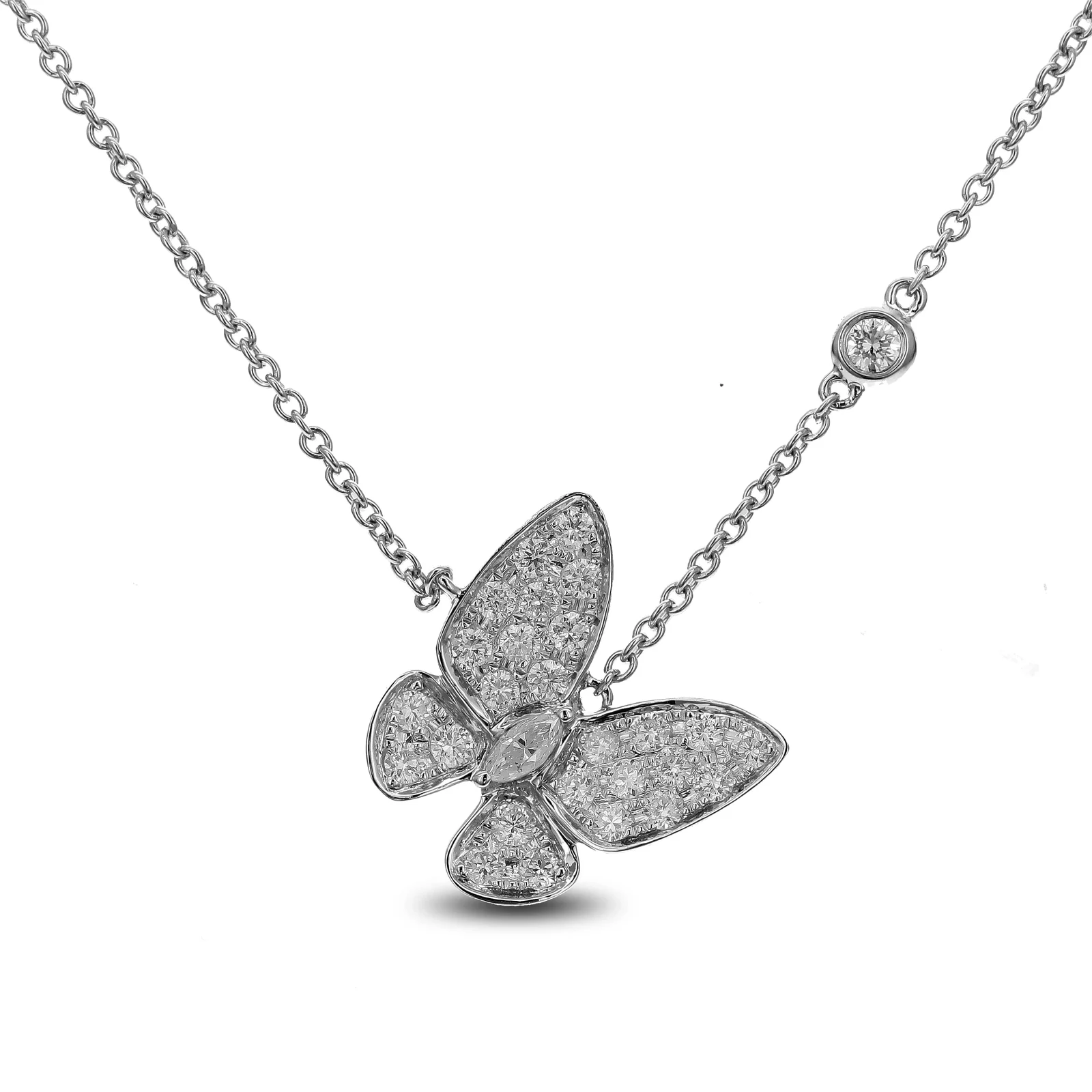 0.81ct Diamond 18K Gold Butterfly Pendant Necklace 0.81ct Diamond 18K Gold Butterfly Pendant Necklace