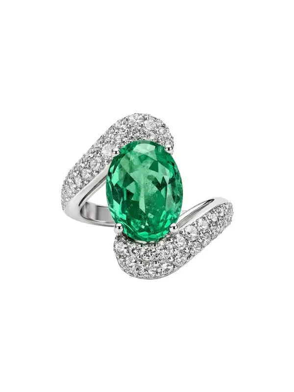5.12ct Emerald Diamond 18K Gold Bezel Wrap Ring 5.12ct Emerald Diamond 18K Gold Bezel Wrap Ring