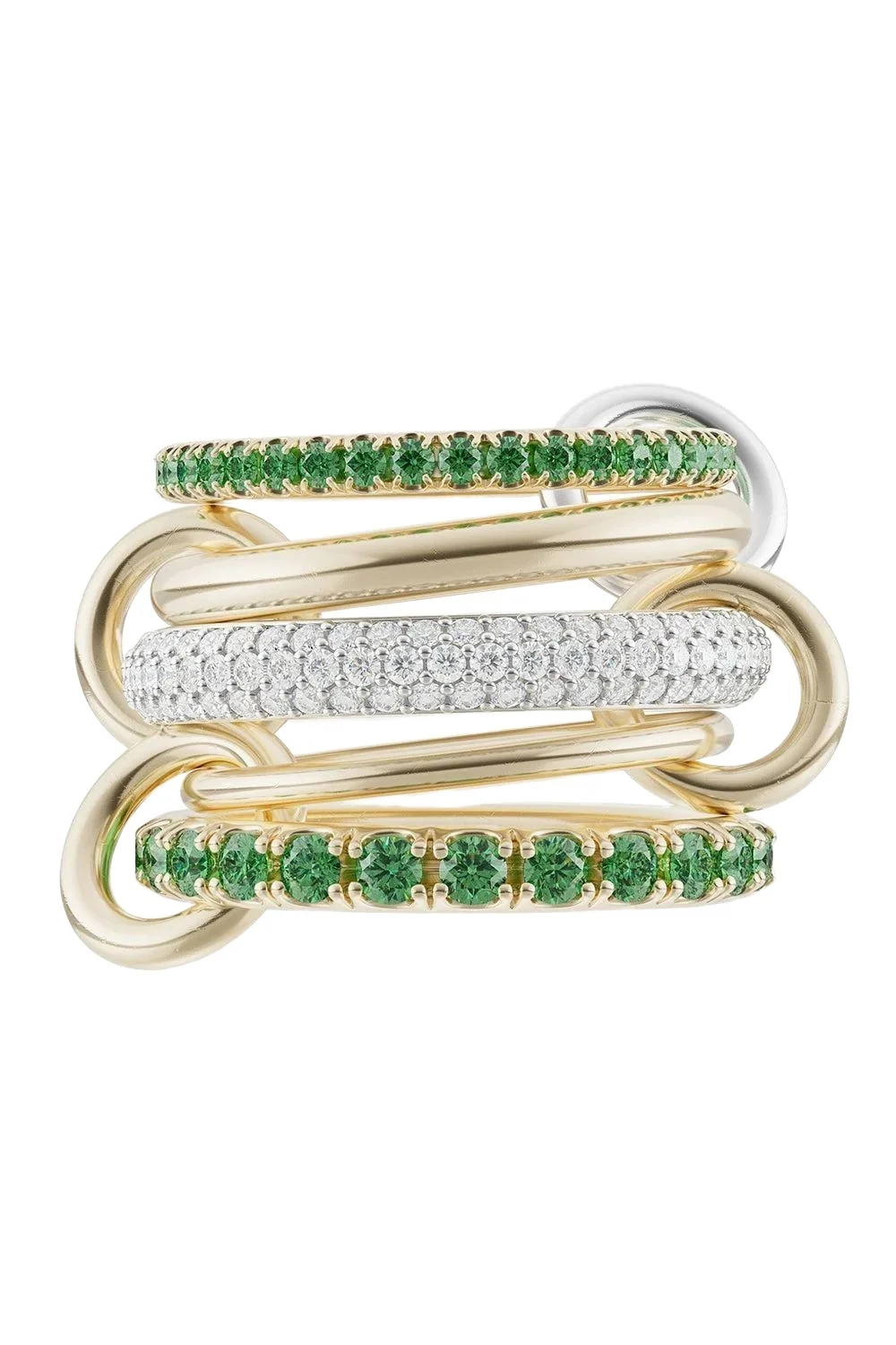 Emerald Diamond 5 Band Chloe Vert Ring Emerald Diamond 5 Band Chloe Vert Ring