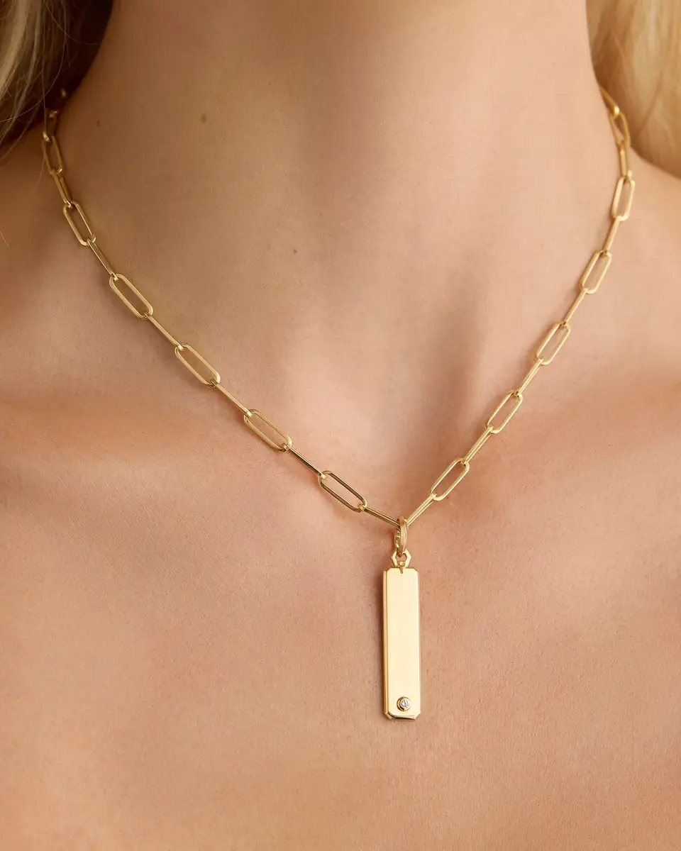 Jennifer Fisher Beveled Dog Tag in 18K Yellow Gold | Thumbnail 2