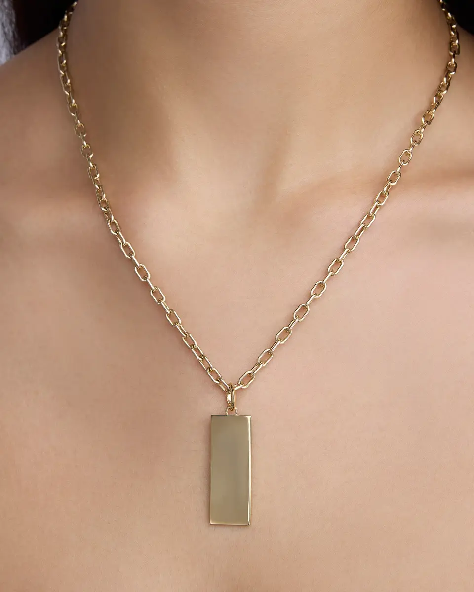 Jennifer Fisher Classic Dog Tag in 18K Yellow Gold | Image 1 Jennifer Fisher Classic Dog Tag in 18K Yellow Gold | Image 1