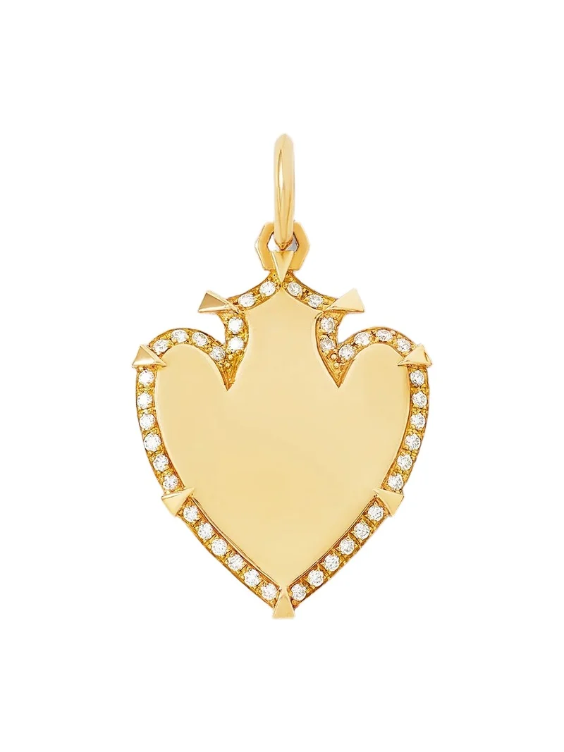 Heart Shield with Pave White Diamonds in 18K Yellow Gold Heart Shield with Pave White Diamonds in 18K Yellow Gold