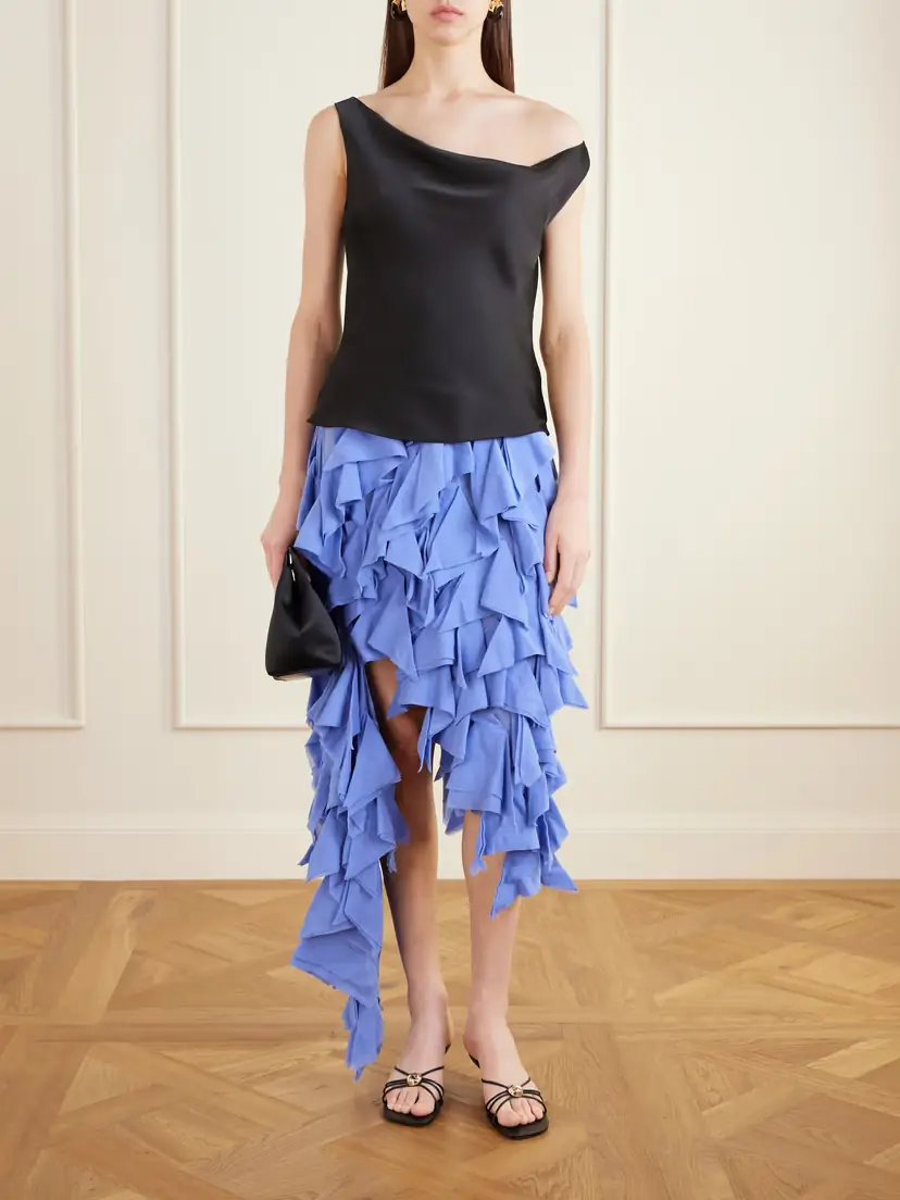 Diotima Handkerchief Asymmetric Ruffled Cotton Midi Skirt | Thumbnail 2 Diotima Handkerchief Asymmetric Ruffled Cotton Midi Skirt | Thumbnail 2