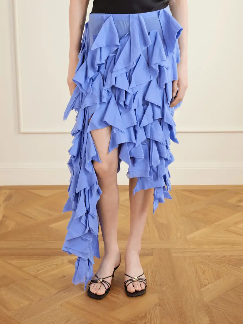 Diotima Handkerchief Asymmetric Ruffled Cotton Midi Skirt | Thumbnail 3 Diotima Handkerchief Asymmetric Ruffled Cotton Midi Skirt | Thumbnail 3