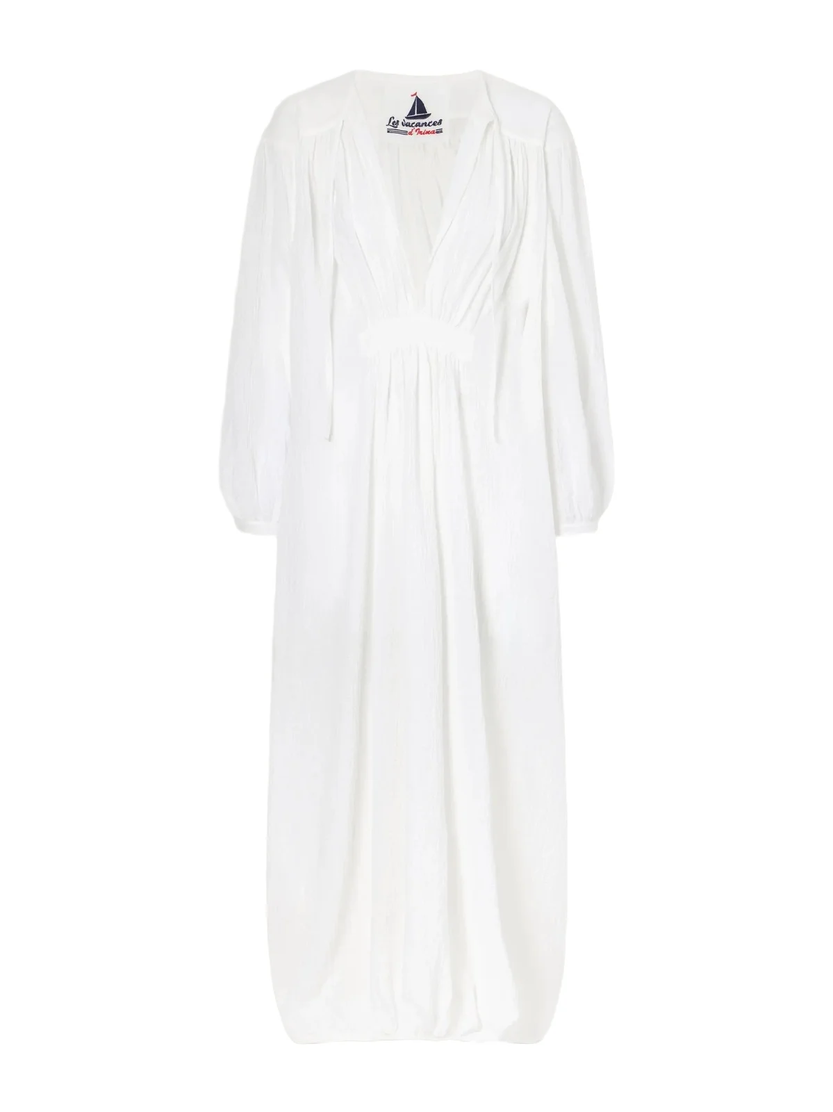Hazy Gathered Cotton Maxi Dress