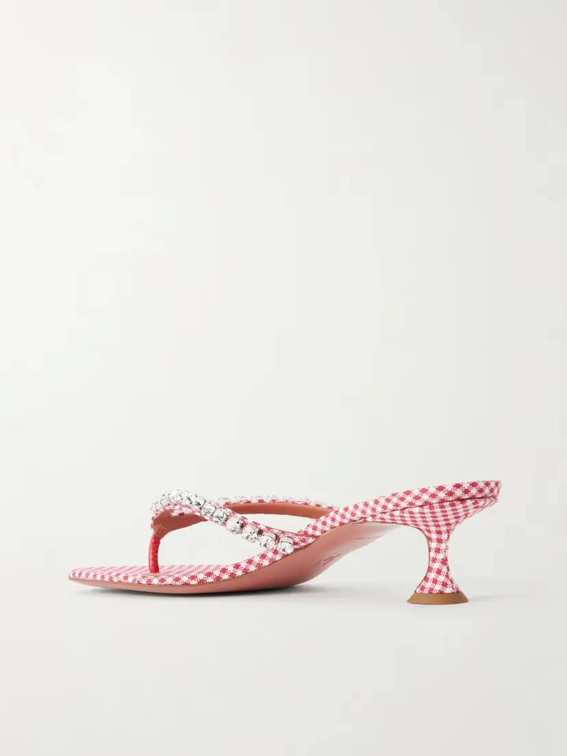 Amina Muaddi Gigi 45 Checked Crystal-embellished Leather Thong Sandals | Thumbnail 3 Amina Muaddi Gigi 45 Checked Crystal-embellished Leather Thong Sandals | Thumbnail 3