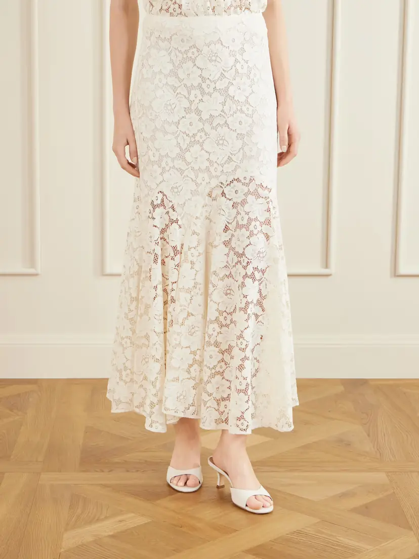 Rixo Jade Pleated Lace Midi Skirt | Thumbnail 3