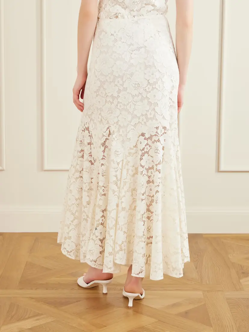 Rixo Jade Pleated Lace Midi Skirt | Thumbnail 4