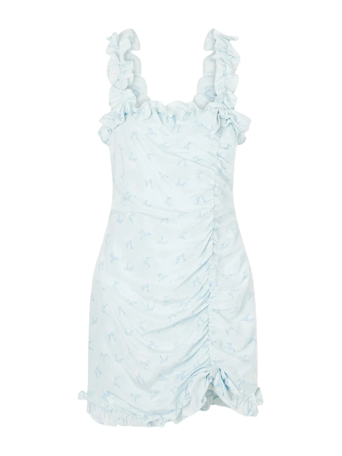 Bow-embellished Floral-print Silk-satin Mini Dress