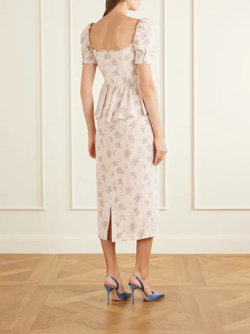Alessandra Rich Floral-print Silk-satin Midi Dress | Thumbnail 3 Alessandra Rich Floral-print Silk-satin Midi Dress | Thumbnail 3