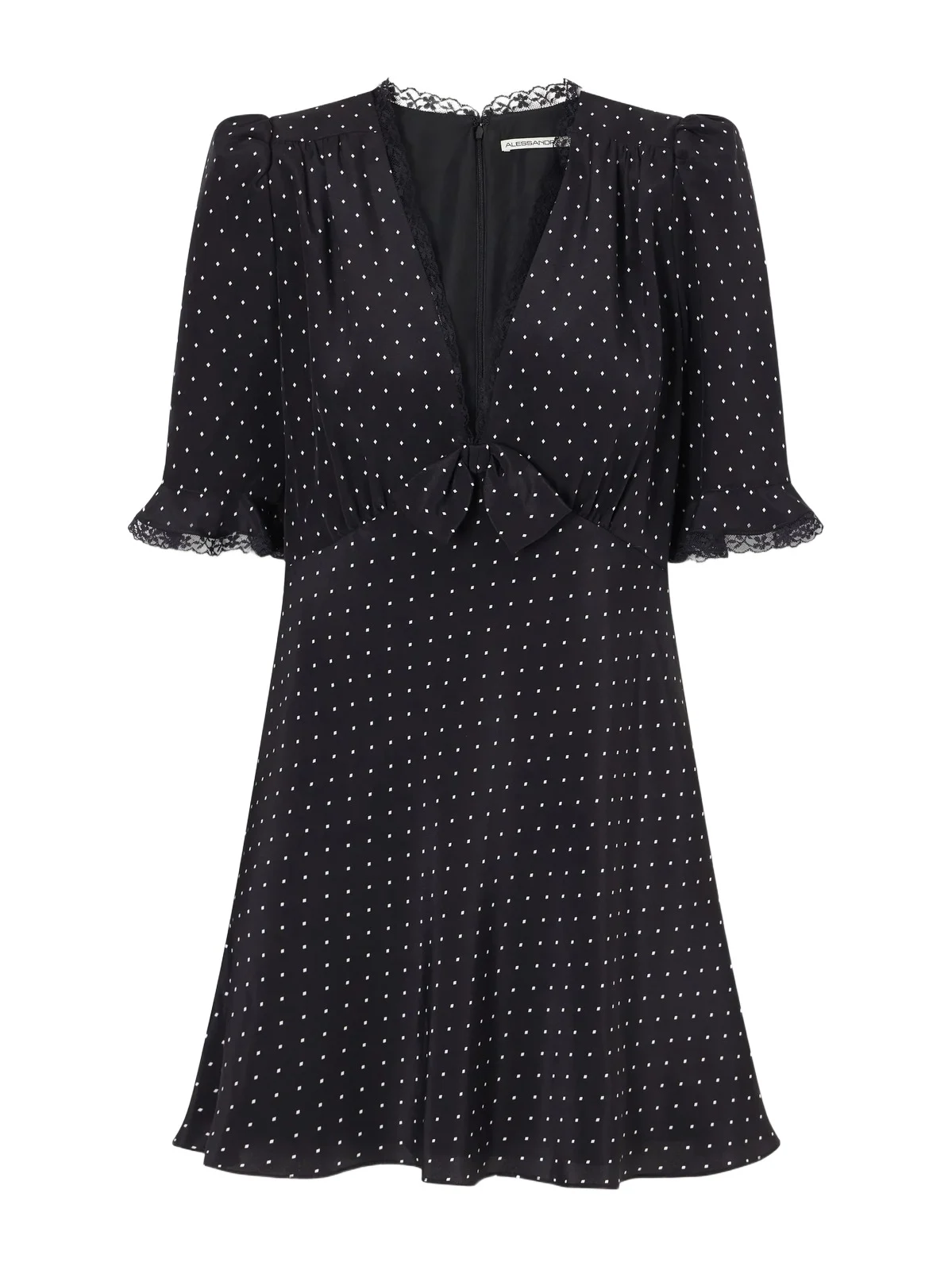 Bow-embellished Polka-dot Silk-satin Mini Dress Bow-embellished Polka-dot Silk-satin Mini Dress