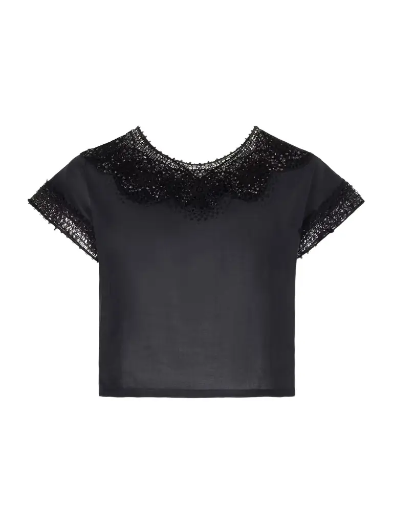 Nili Lotan Caila Crochet-trimmed Ramie Top | Image 1 Nili Lotan Caila Crochet-trimmed Ramie Top | Image 1