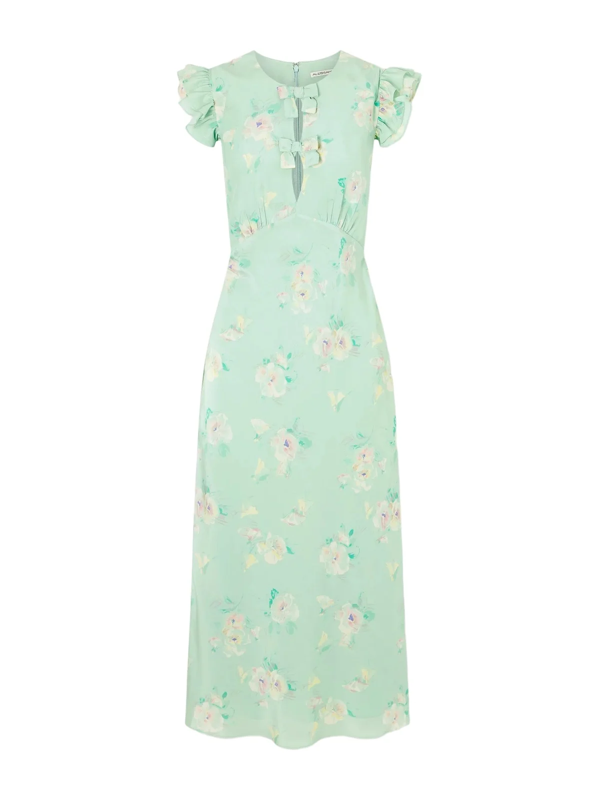 Floral-print Ruffle-trim Silk Midi Dress