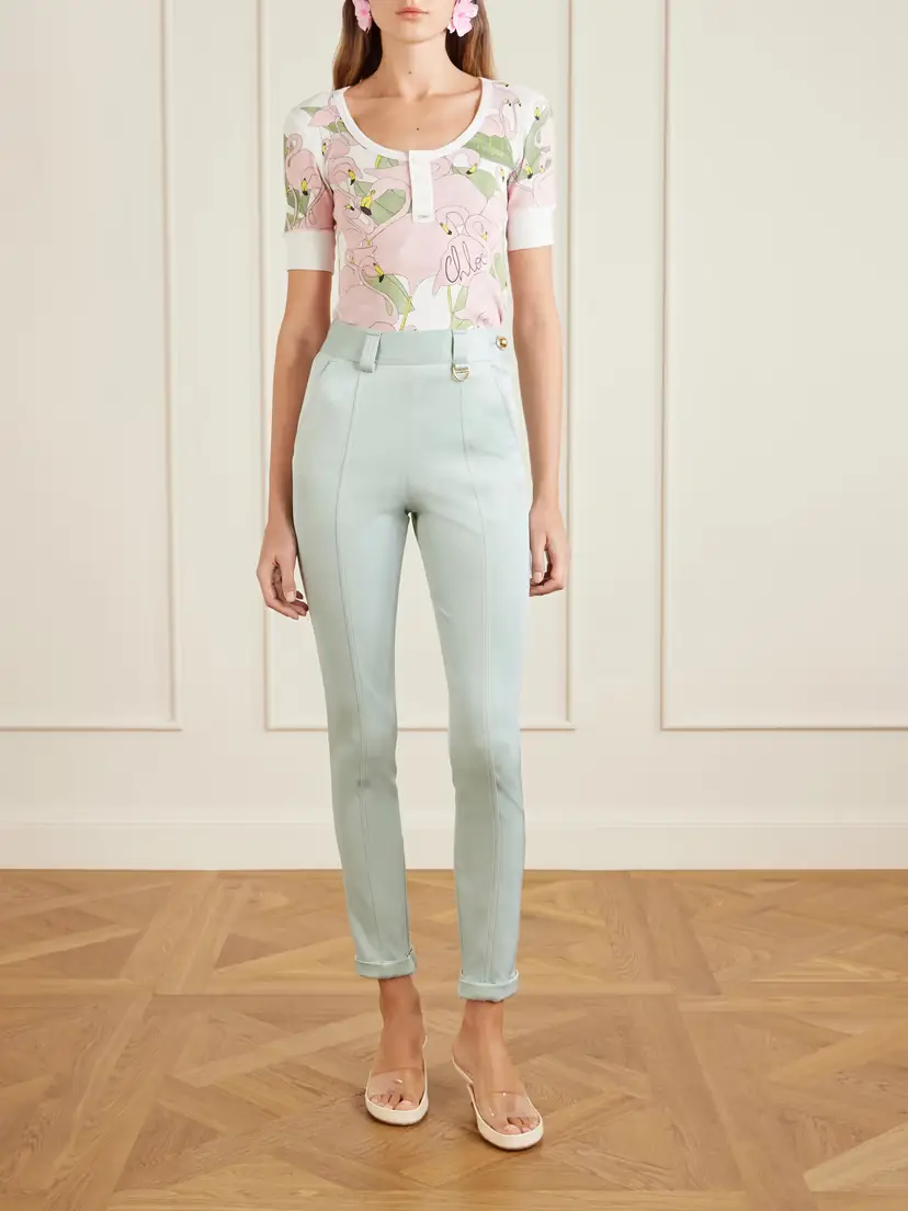 Chloé Printed Ribbed Cotton-jersey T-shirt | Thumbnail 2 Chloé Printed Ribbed Cotton-jersey T-shirt | Thumbnail 2