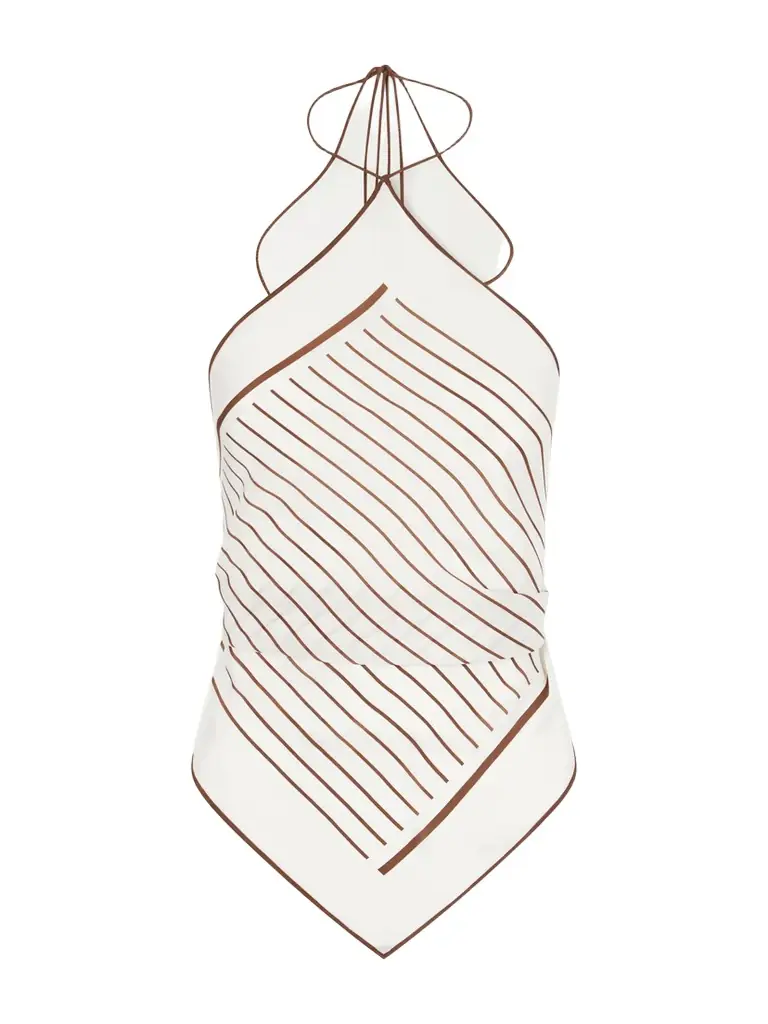 SIR. Marais Striped Silk Halterneck Top | Image 1 SIR. Marais Striped Silk Halterneck Top | Image 1