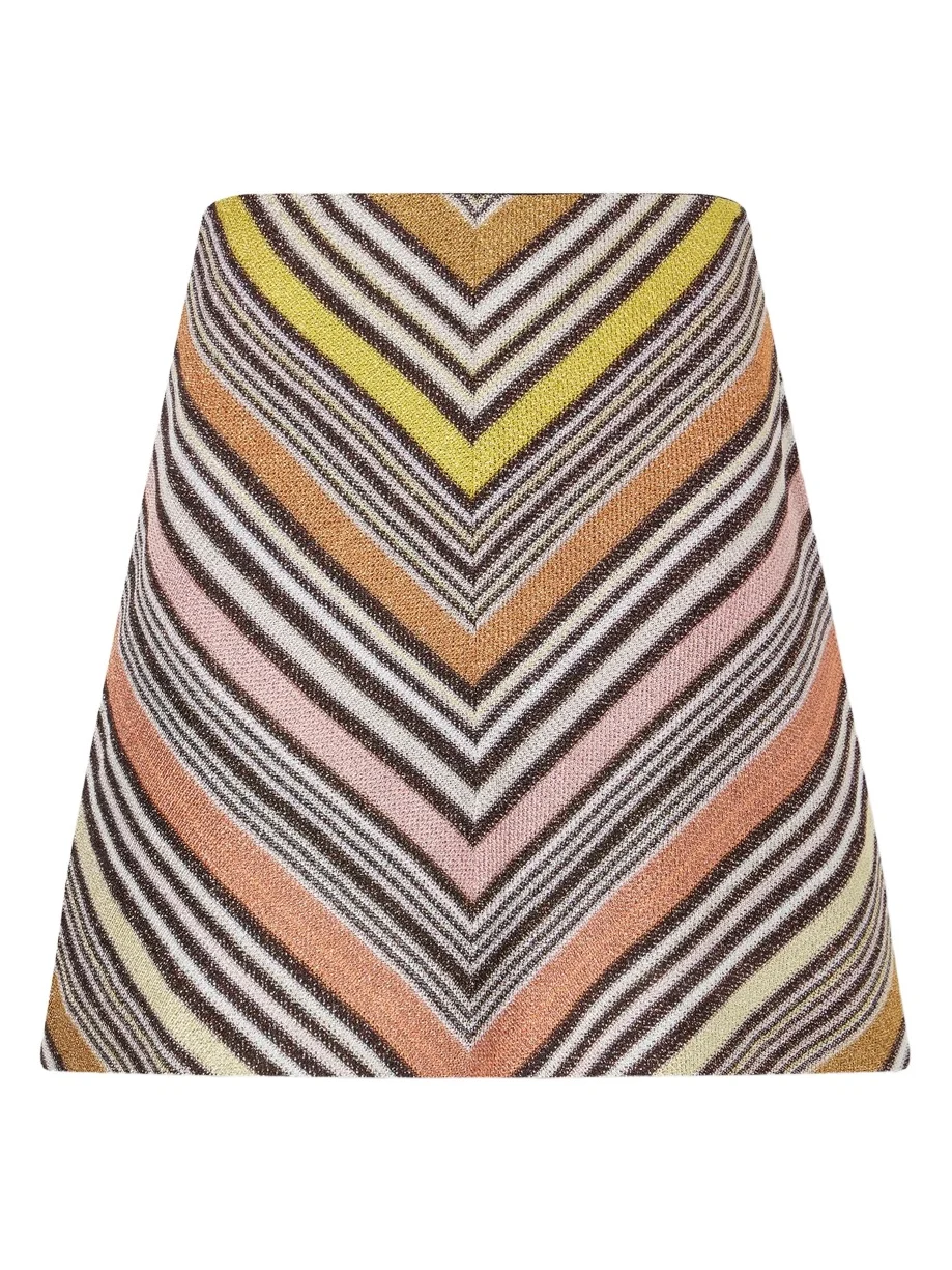 Striped Metallic Crochet-knit Mini Skirt Striped Metallic Crochet-knit Mini Skirt