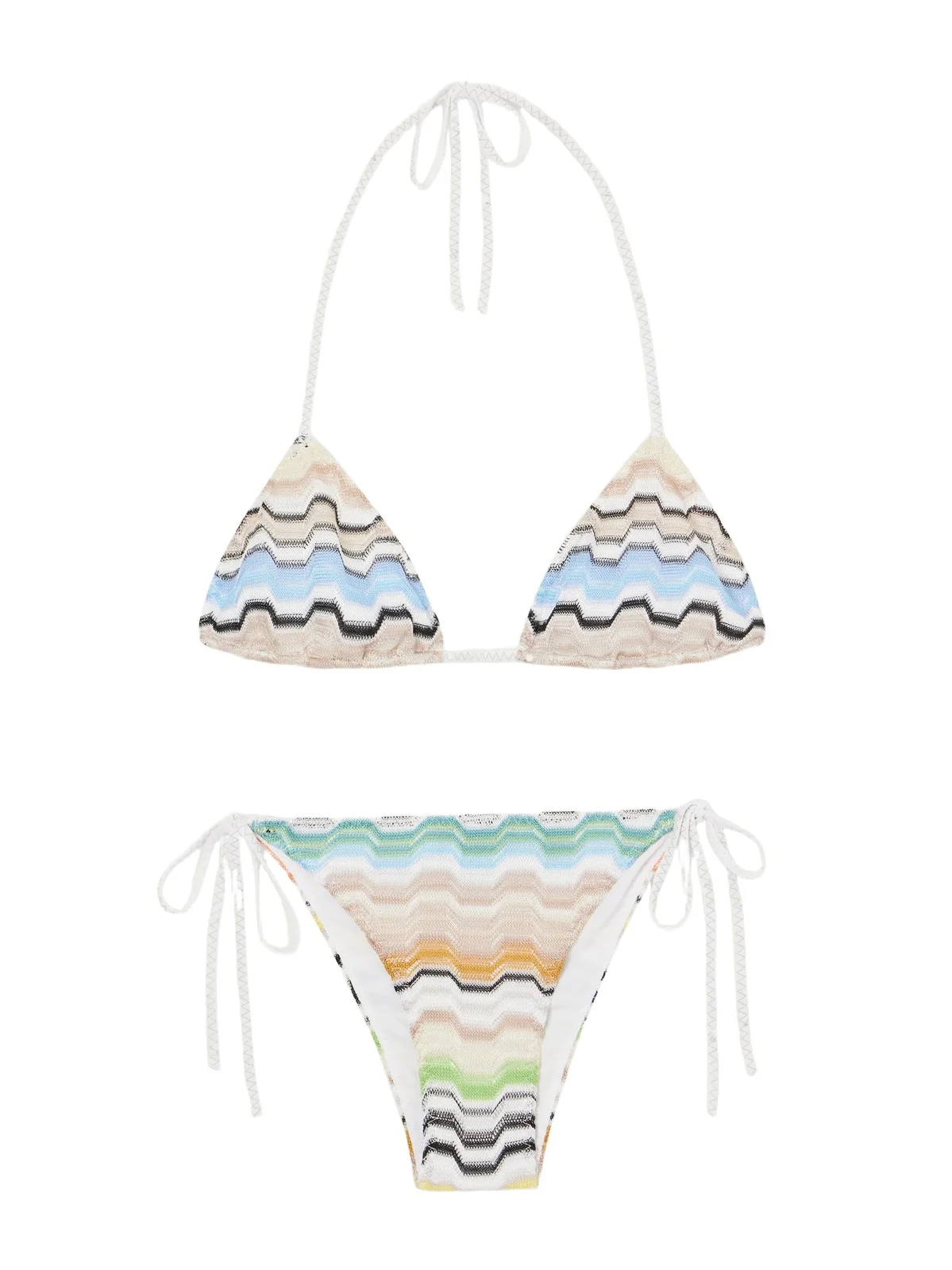 Missoni Mare Striped Metallic Crochet-knit Triangle Bikini