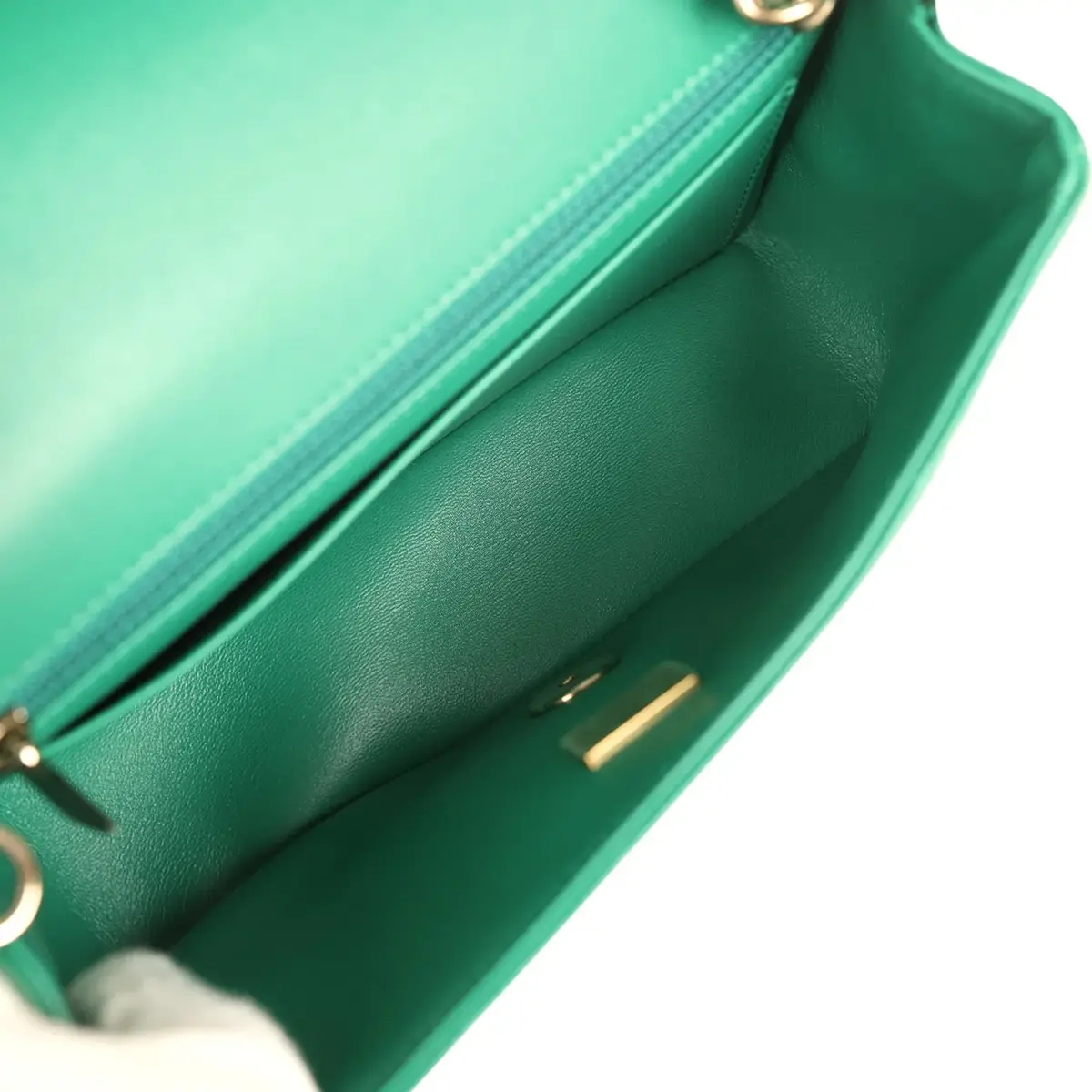 Chanel Chanel Mini Classic Rectangular Flap Bag Green Lambskin Light Gold Hardware | Thumbnail 8 Chanel Chanel Mini Classic Rectangular Flap Bag Green Lambskin Light Gold Hardware | Thumbnail 8