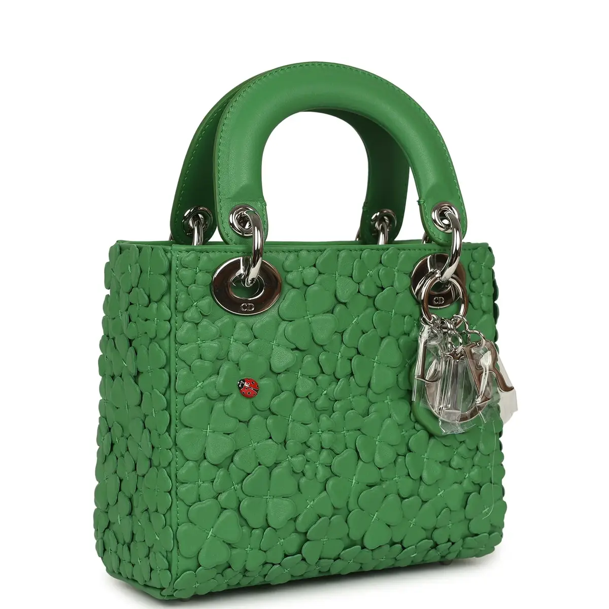 Dior Christian Dior Mini Lady Dior Bag "Clover" Shamrock Lucky Green Lambskin Silver Hardware | Thumbnail 2 Dior Christian Dior Mini Lady Dior Bag "Clover" Shamrock Lucky Green Lambskin Silver Hardware | Thumbnail 2
