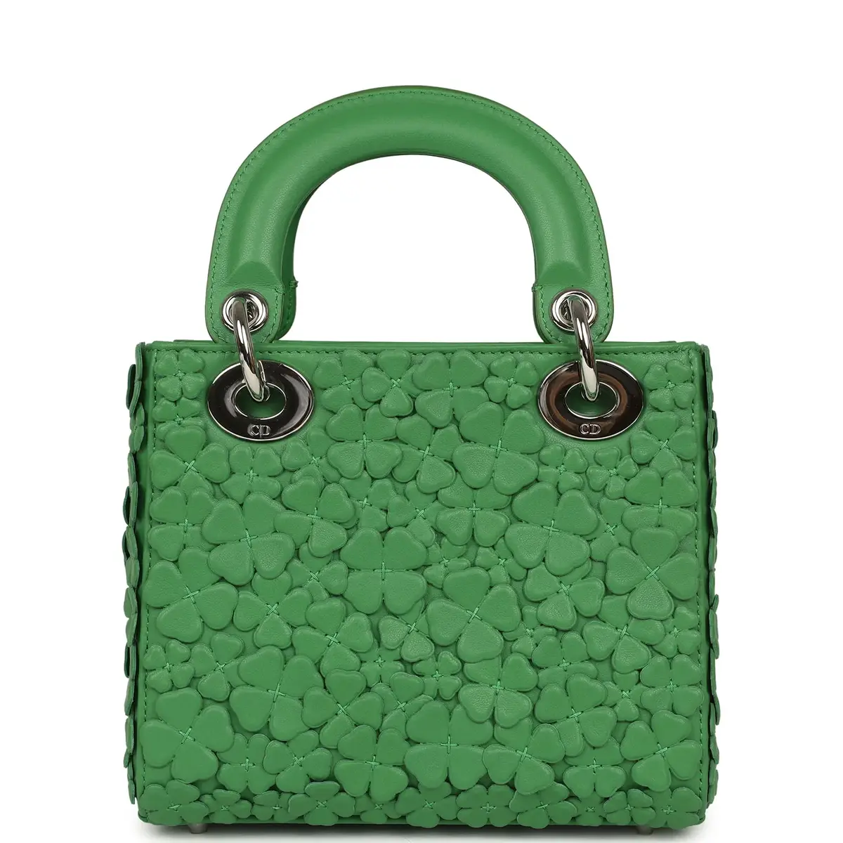 Dior Christian Dior Mini Lady Dior Bag "Clover" Shamrock Lucky Green Lambskin Silver Hardware | Thumbnail 4 Dior Christian Dior Mini Lady Dior Bag "Clover" Shamrock Lucky Green Lambskin Silver Hardware | Thumbnail 4