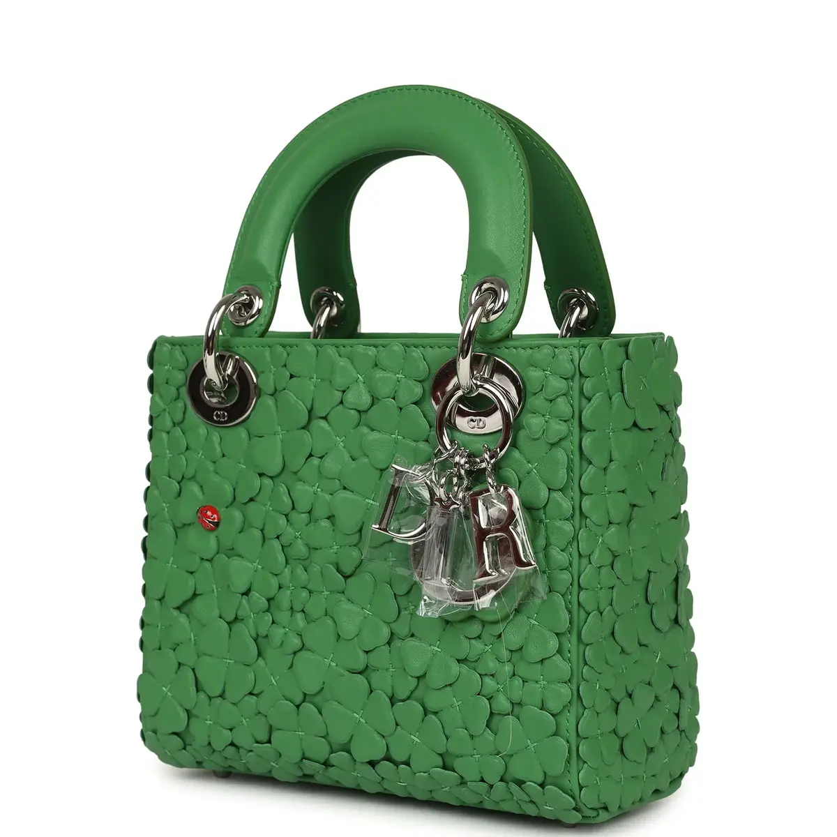 Dior Christian Dior Mini Lady Dior Bag "Clover" Shamrock Lucky Green Lambskin Silver Hardware | Thumbnail 5 Dior Christian Dior Mini Lady Dior Bag "Clover" Shamrock Lucky Green Lambskin Silver Hardware | Thumbnail 5
