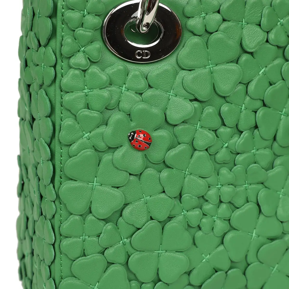 Dior Christian Dior Mini Lady Dior Bag "Clover" Shamrock Lucky Green Lambskin Silver Hardware | Thumbnail 8 Dior Christian Dior Mini Lady Dior Bag "Clover" Shamrock Lucky Green Lambskin Silver Hardware | Thumbnail 8