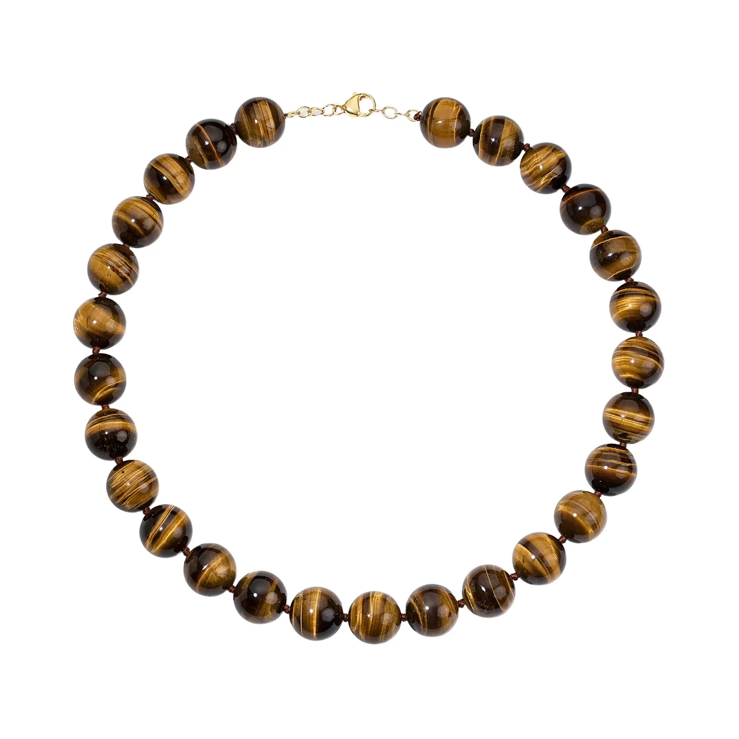 Stephanie Gottlieb Kendall Large Tigers Eye Beaded Necklace