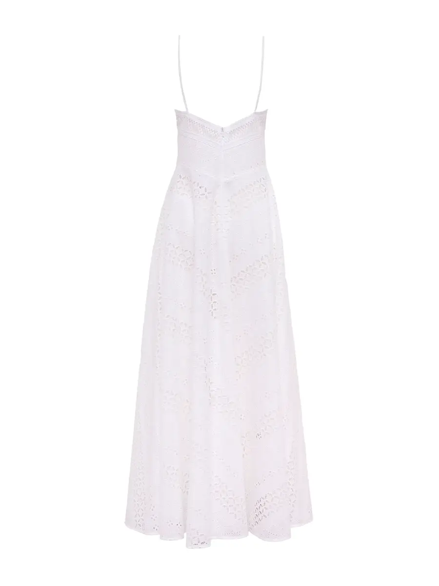 Loretta Caponi Castiglione Broderie Anglaise Cotton Halter Midi Dress | Thumbnail 2 Loretta Caponi Castiglione Broderie Anglaise Cotton Halter Midi Dress | Thumbnail 2