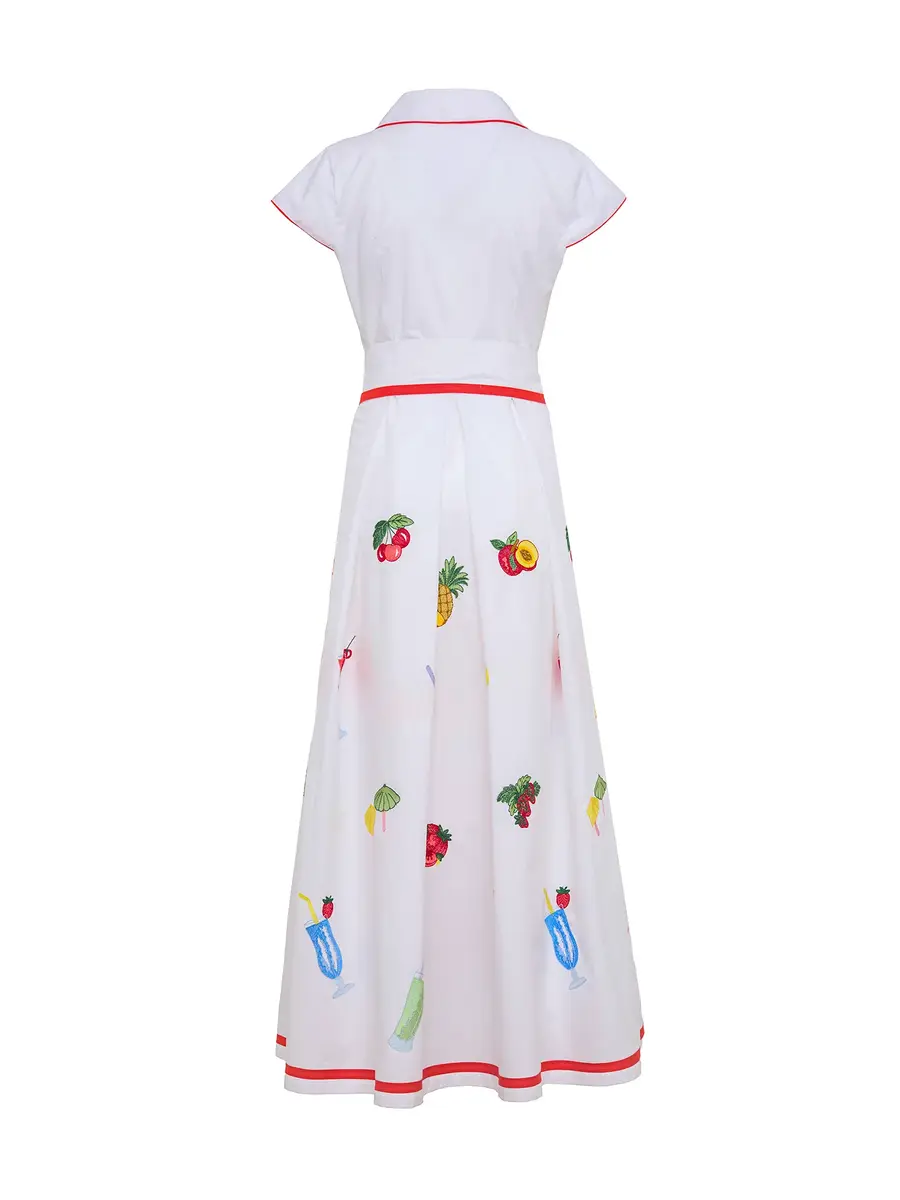 Loretta Caponi Giardino Embroidered Poplin Shirtdress | Thumbnail 2