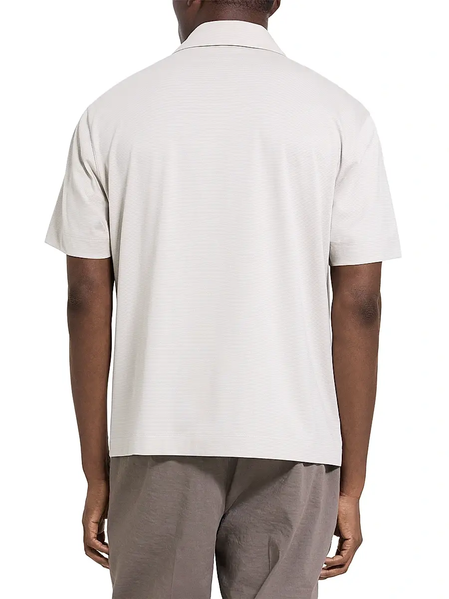 Theory Men's Striped Cotton-Blend Relaxed Shirt - Silver Cloud | Thumbnail 5 Theory Men's Striped Cotton-Blend Relaxed Shirt - Silver Cloud | Thumbnail 5