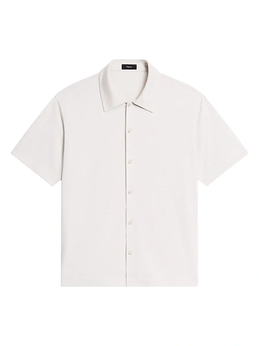 Theory Men's Striped Cotton-Blend Relaxed Shirt - Silver Cloud | Image 1 Theory Men's Striped Cotton-Blend Relaxed Shirt - Silver Cloud | Image 1