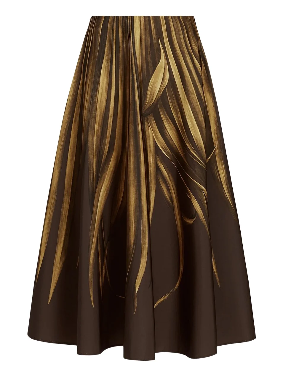 Women's Palm Print A-Line Midi-Skirt