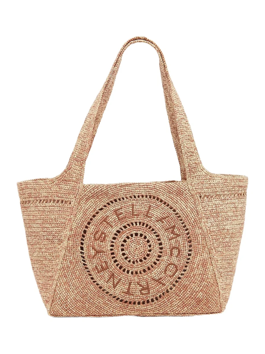 Women's Salt & Pepper Crocheted Raffia Tote Bag
