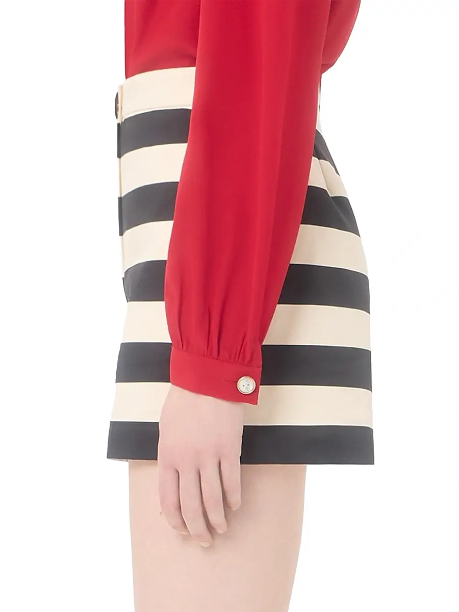 Valentino Women's Cotton Satin Shorts with Maxi Barré Stripe | Thumbnail 4