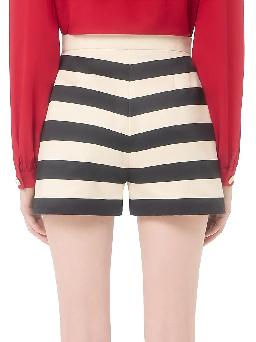 Valentino Women's Cotton Satin Shorts with Maxi Barré Stripe | Thumbnail 5