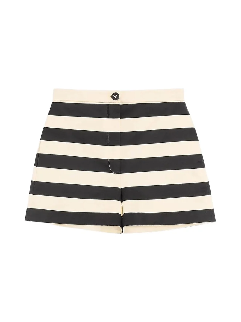 Valentino Women's Cotton Satin Shorts with Maxi Barré Stripe