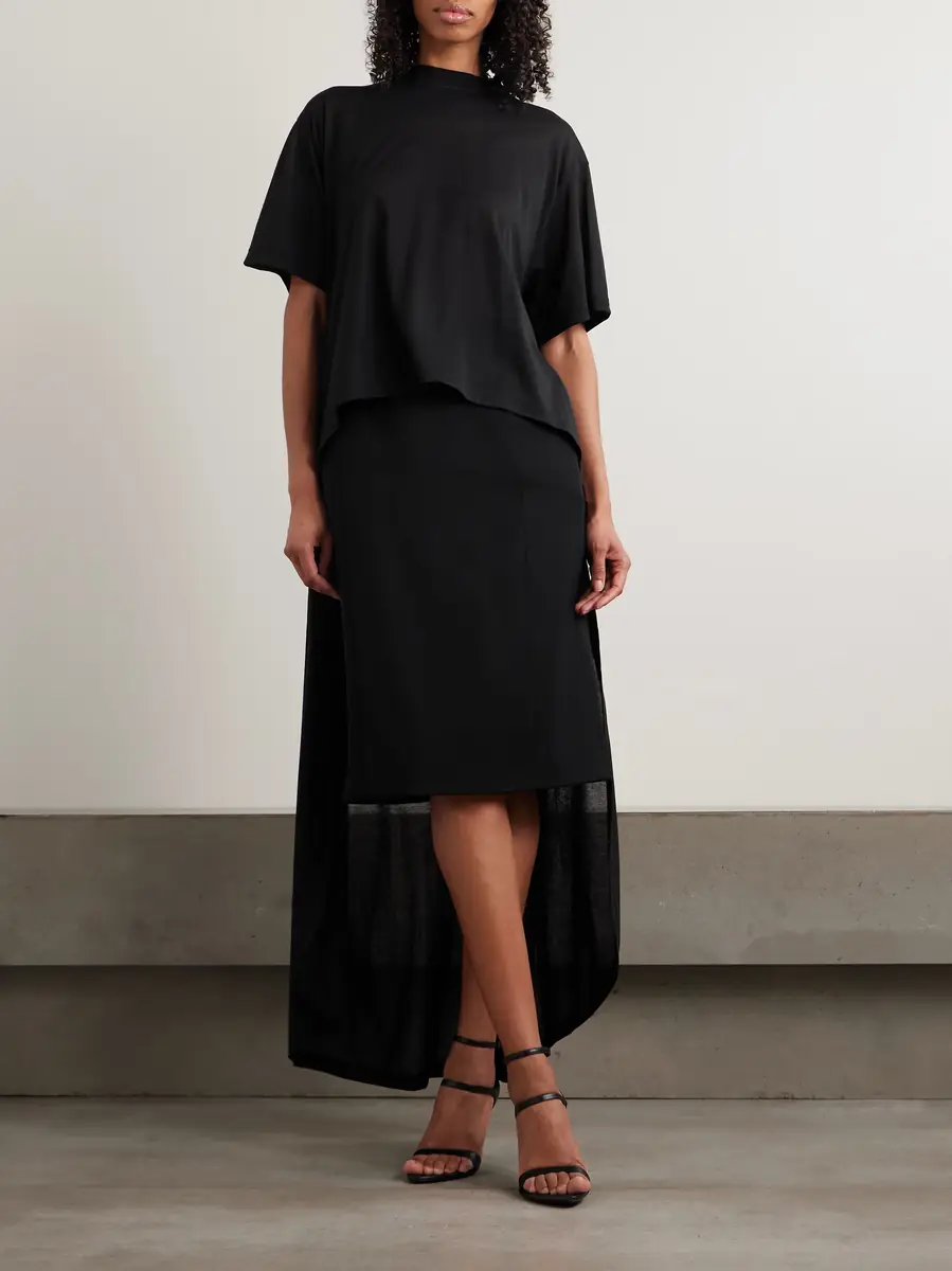 Balenciaga Asymmetric cotton-blend jersey T-shirt | Thumbnail 2