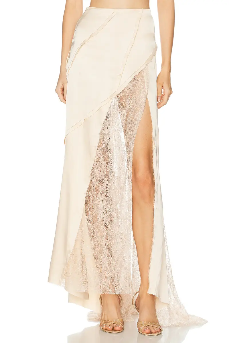 BLUMARINE Satin And Lace Skirt | Thumbnail 2 BLUMARINE Satin And Lace Skirt | Thumbnail 2
