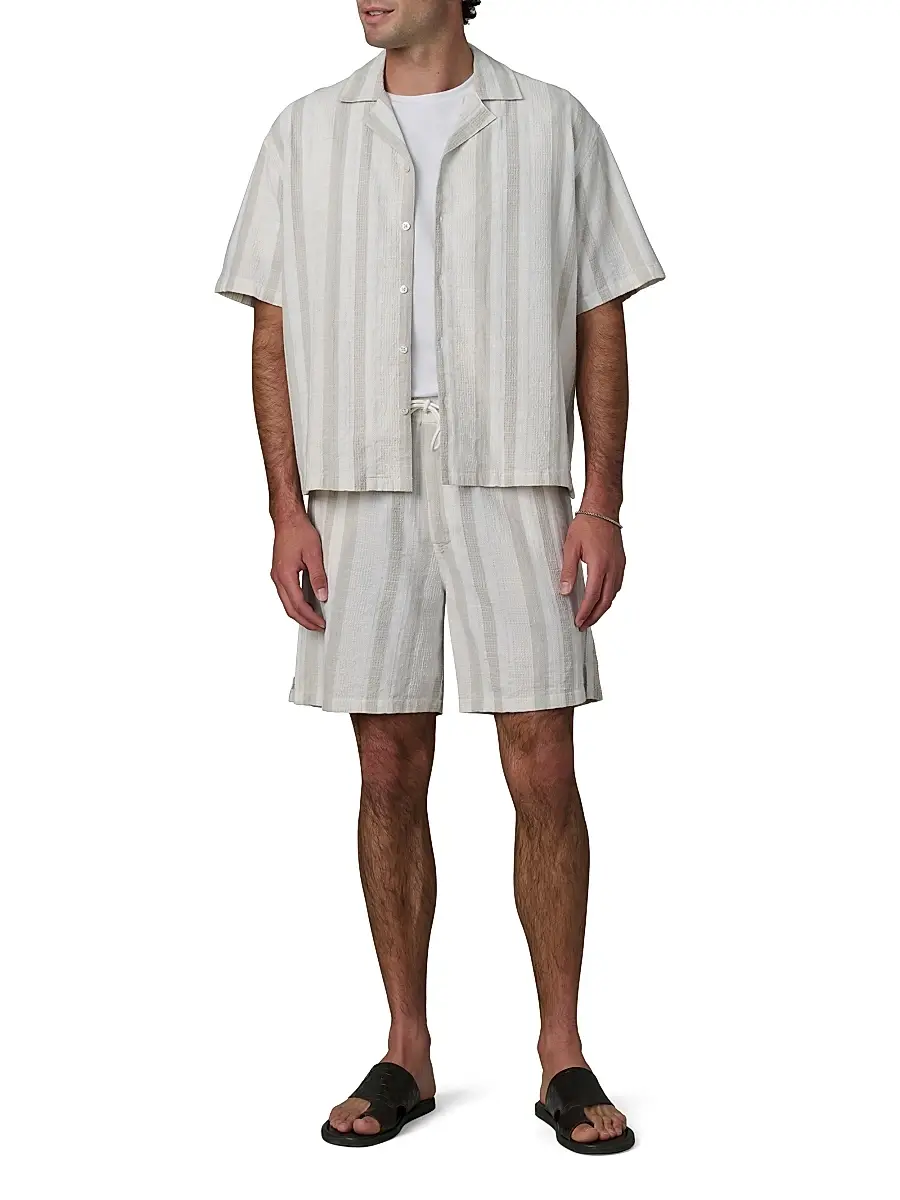 Joe's Jeans Men's Cabana Dobby Striped Cotton-Linen Shirt | Thumbnail 2 Joe's Jeans Men's Cabana Dobby Striped Cotton-Linen Shirt | Thumbnail 2
