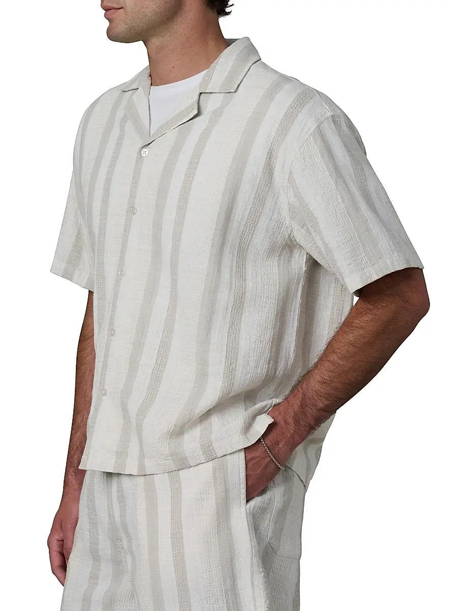 Joe's Jeans Men's Cabana Dobby Striped Cotton-Linen Shirt | Thumbnail 4 Joe's Jeans Men's Cabana Dobby Striped Cotton-Linen Shirt | Thumbnail 4