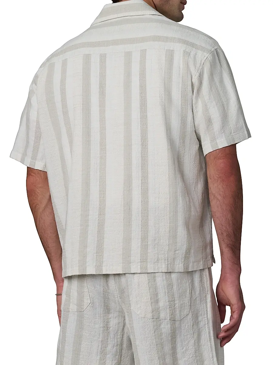 Joe's Jeans Men's Cabana Dobby Striped Cotton-Linen Shirt | Thumbnail 5 Joe's Jeans Men's Cabana Dobby Striped Cotton-Linen Shirt | Thumbnail 5