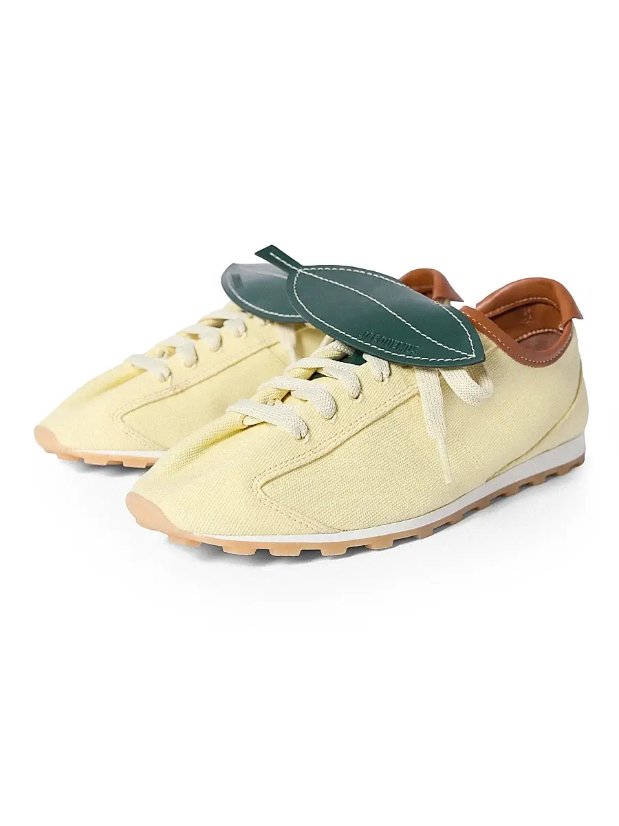 Jacquemus Women's Les Tennis Lemon Leather Low-Top Sneakers | Thumbnail 2 Jacquemus Women's Les Tennis Lemon Leather Low-Top Sneakers | Thumbnail 2