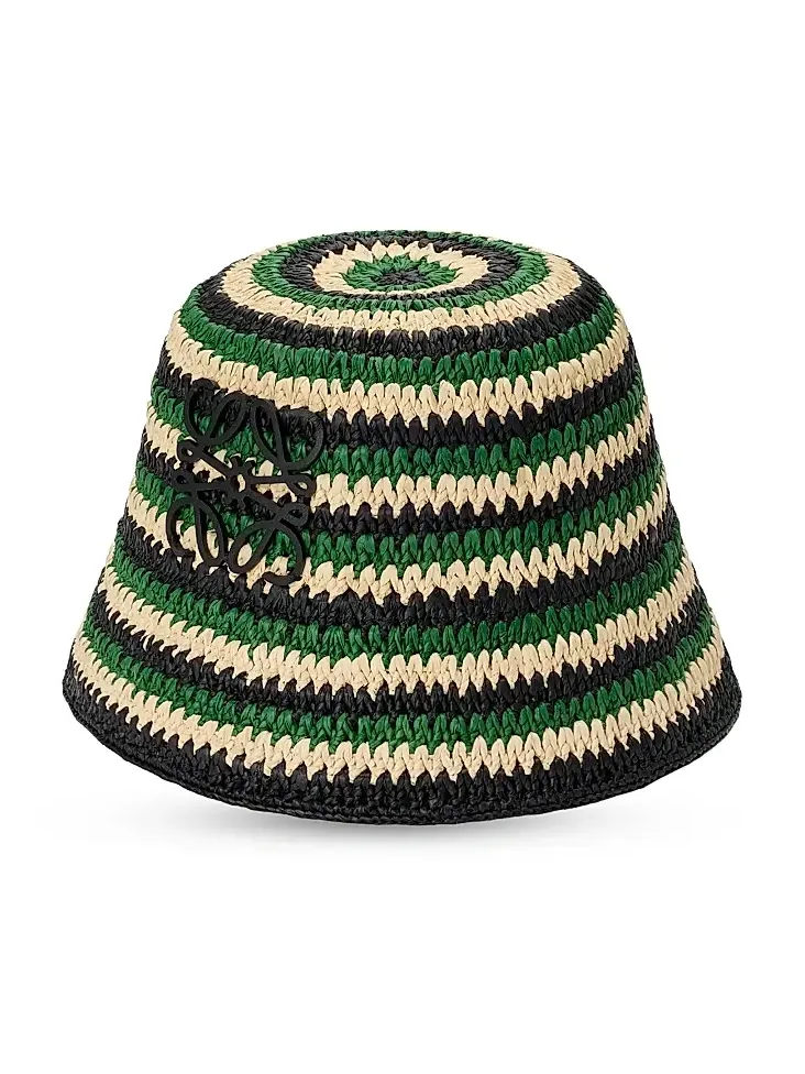 Women's x Paula's Ibiza Anagram Striped Raffia Bucket Hat Women's x Paula's Ibiza Anagram Striped Raffia Bucket Hat
