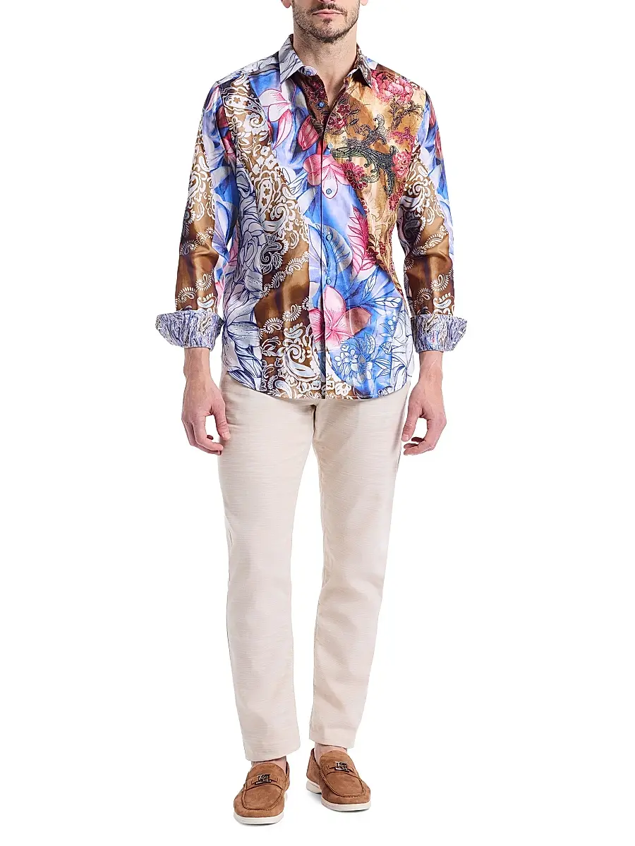 Robert Graham Men's Mendiburu Multi-Print Cotton Button-Front Shirt | Thumbnail 2