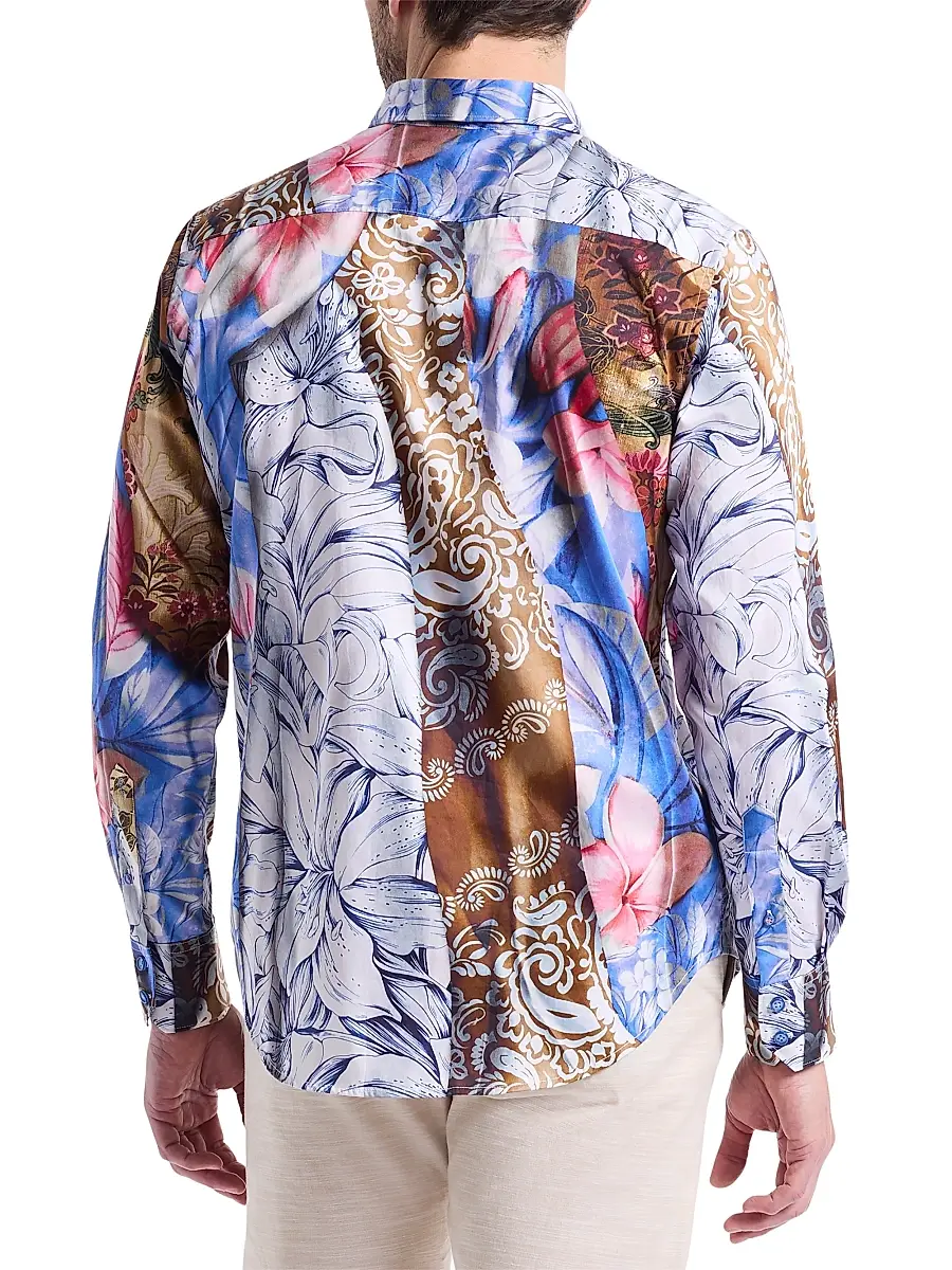 Robert Graham Men's Mendiburu Multi-Print Cotton Button-Front Shirt | Thumbnail 5