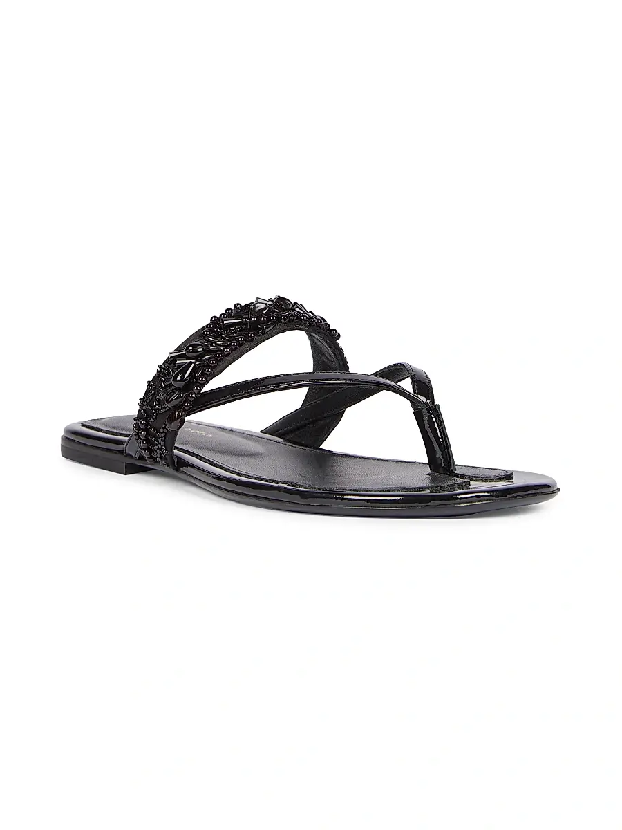 Dries Van Noten Women's Beaded Leather Thong Sandals | Thumbnail 3