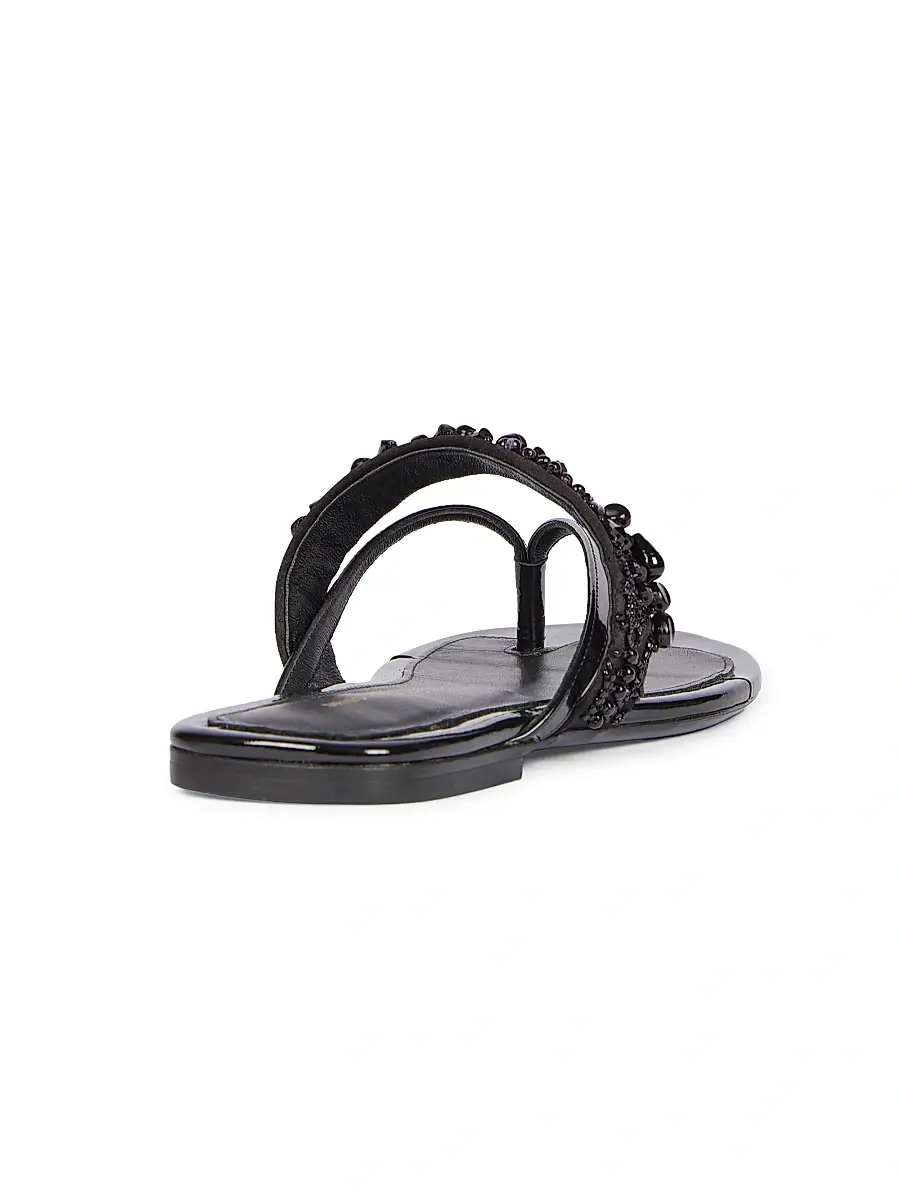 Dries Van Noten Women's Beaded Leather Thong Sandals | Thumbnail 4
