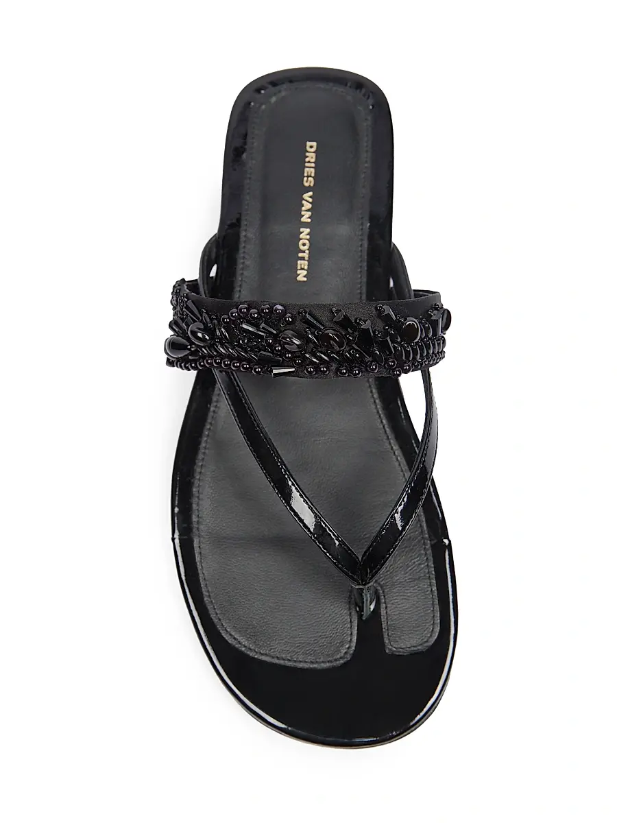 Dries Van Noten Women's Beaded Leather Thong Sandals | Thumbnail 5