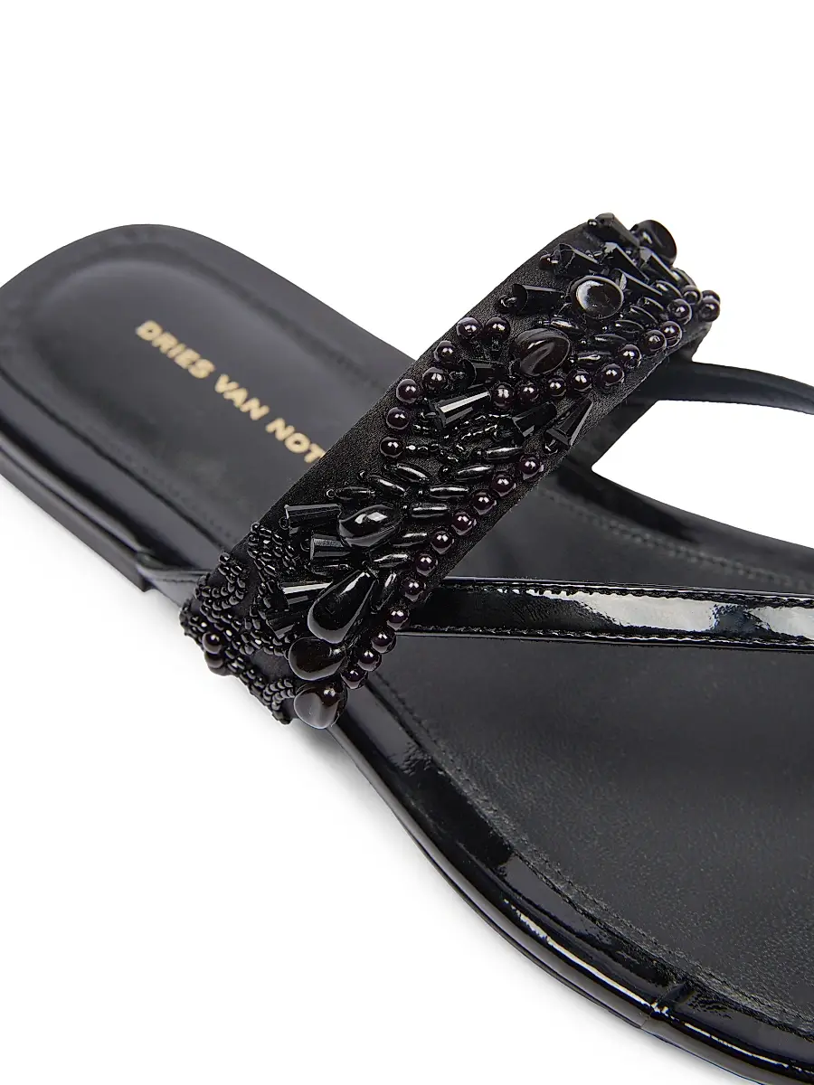 Dries Van Noten Women's Beaded Leather Thong Sandals | Thumbnail 6
