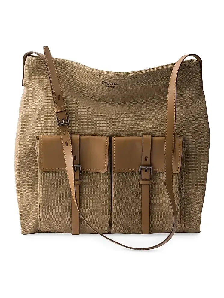 Prada Men's Route Canvas and Leather Shoulder Bag